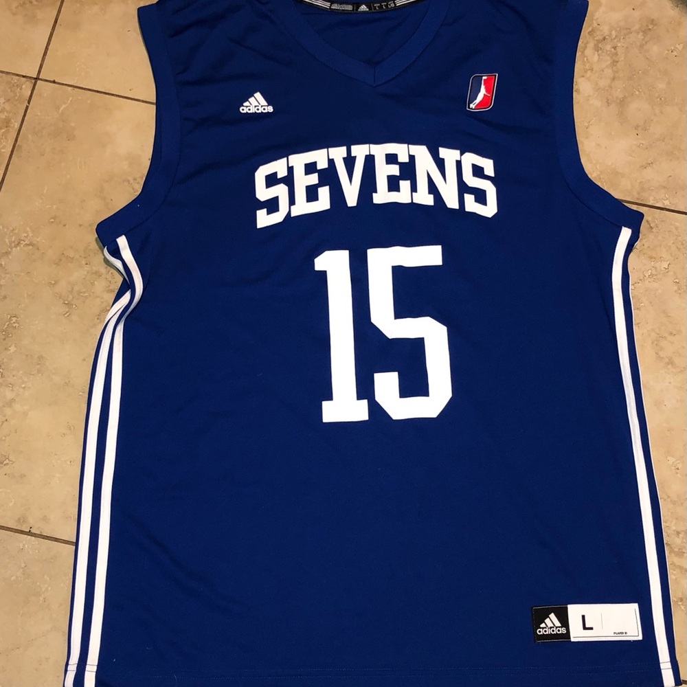 adidas Royal Blue Sevens #15 Basketball Jersey - Large
